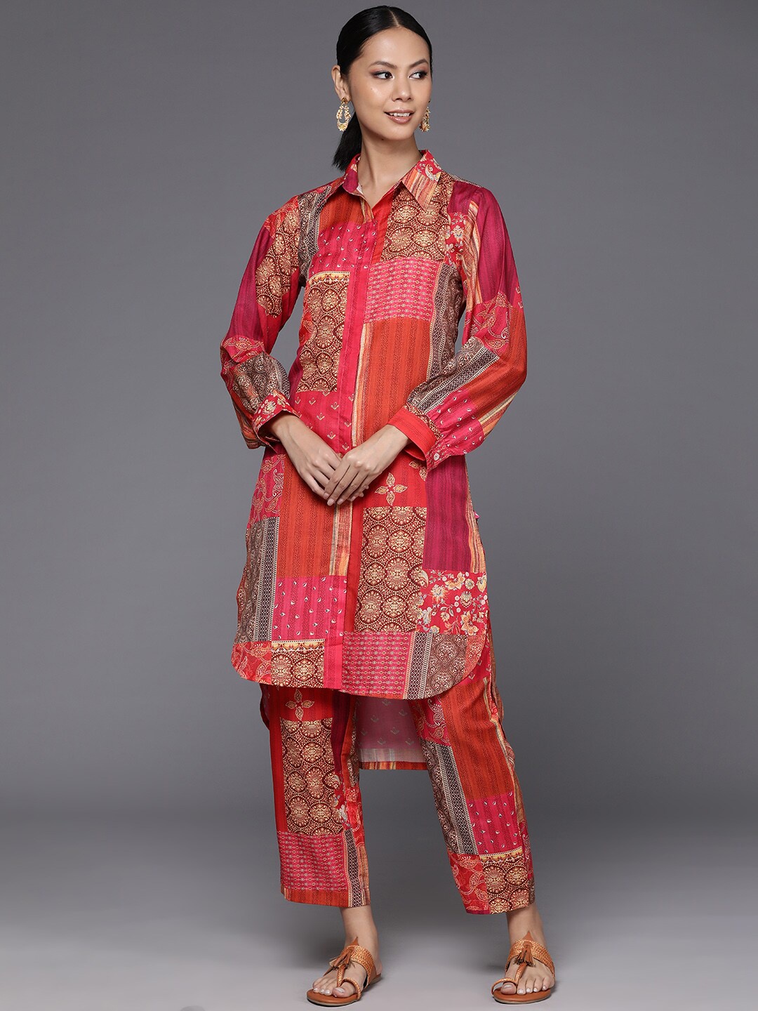 

KALINI Ethnic Motifs Printed Kurta With Trouser, Pink