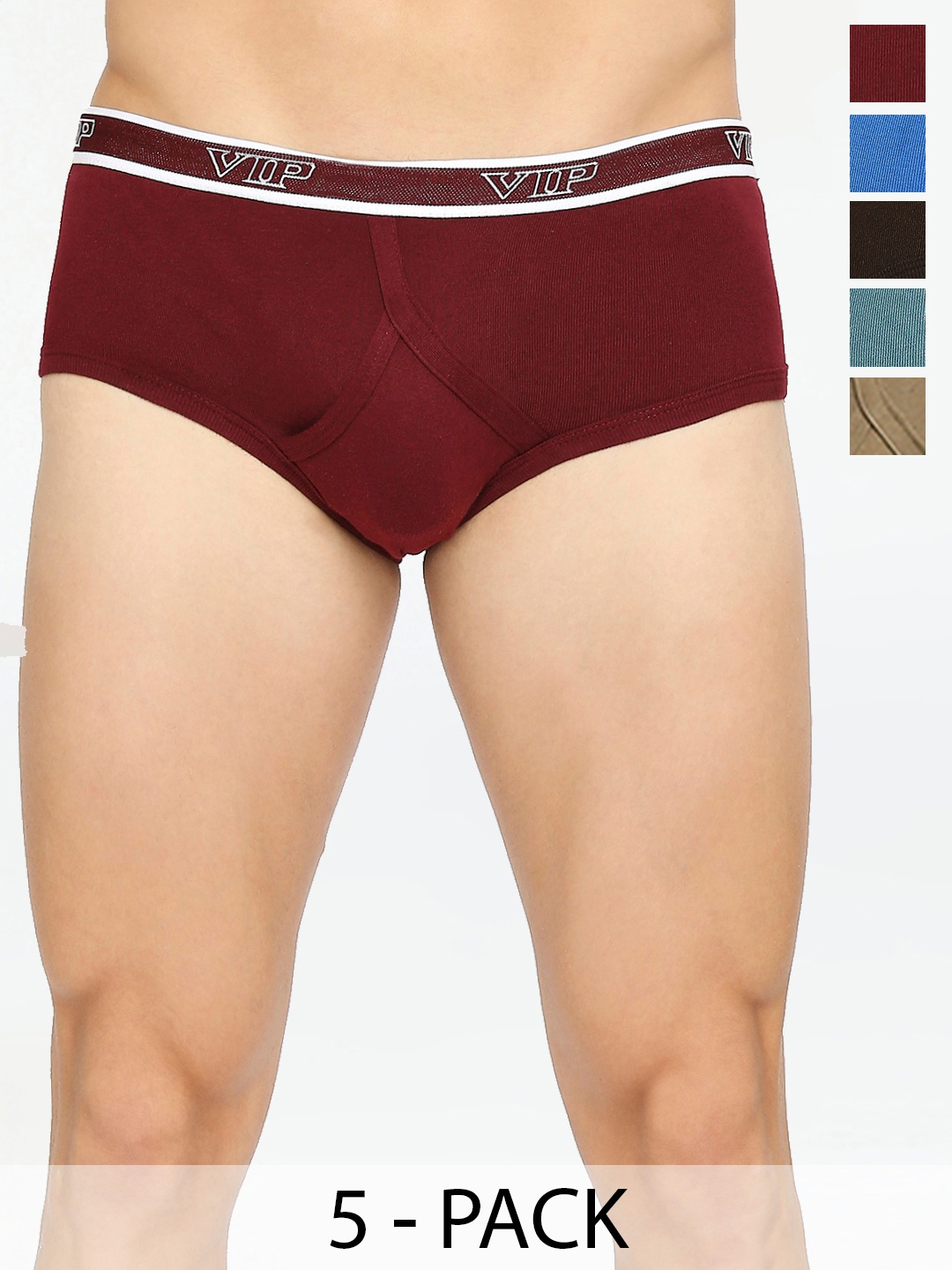 

VIP Men Pack Of 5 Assorted Pure Cotton Ribbed Briefs VP-MI-BF-SPECT-10P-95-PO5