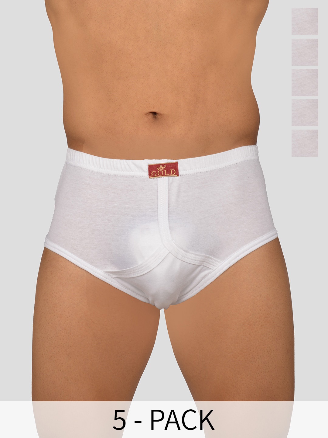 

VIP Pack of 5 Cotton Mid-Rise Briefs VP-MI-BF-GOLDW-10P-95-PO5, White