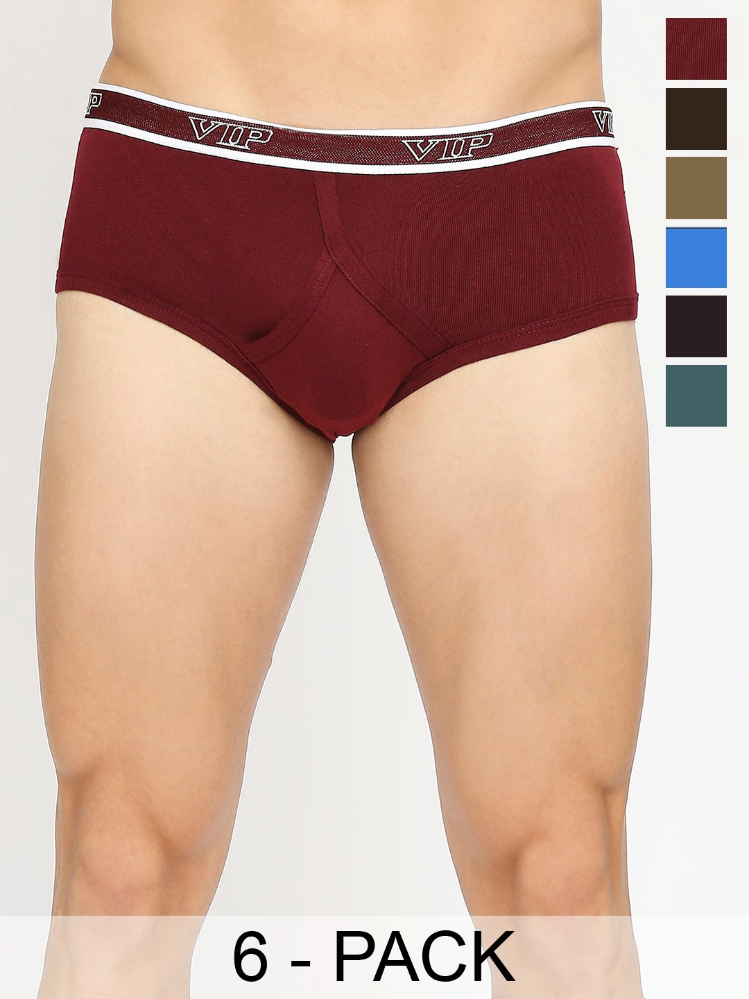 

VIP Men Pack Of 6 Assorted Cotton Basic Briefs VP-MI-BF-SPECT-10P-95-PO6