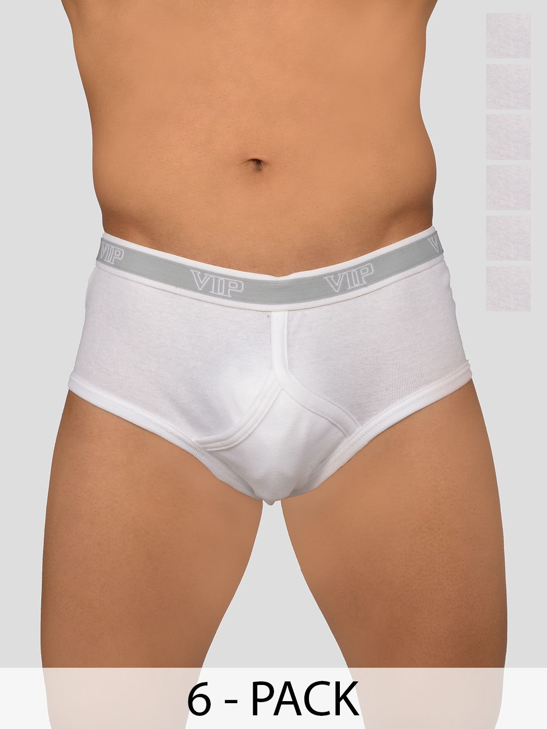 

VIP Pack Of 6 Cotton Basic Briefs VP-MI-BF-SIGNR-10P-95-PO6, White