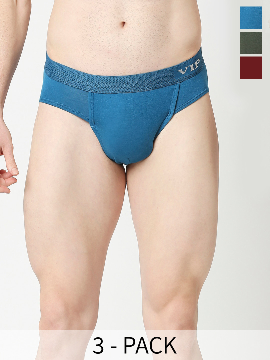 

VIP Men Pack Of 3 Assorted Cotton Basic Briefs- VP-MI-BF-SKMPY-10P-XL-PO3