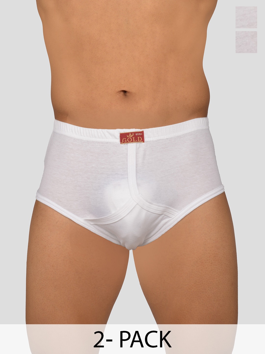 

VIP Men Pack Of 2 Cotton Basic Briefs VP-MI-BF-GOLDW-10P-95-PO2, White