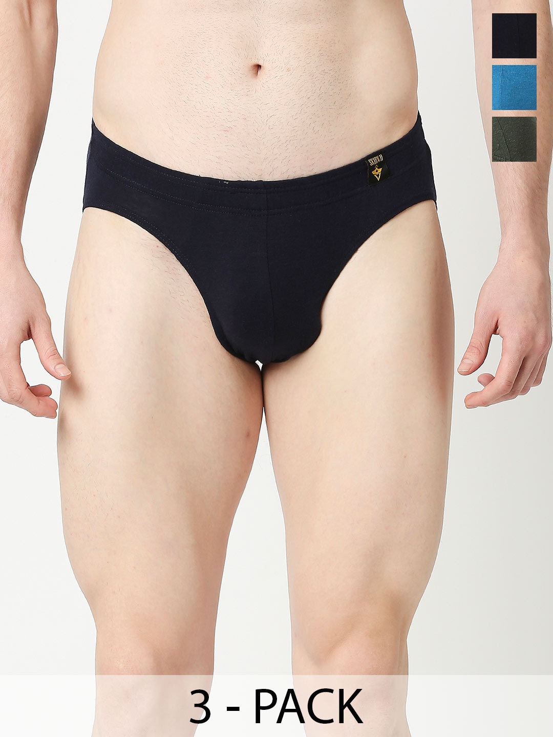 

VIP Men Pack Of 3 Assorted Cotton Basic Briefs VP-MI-BF-SKNII-10P-XL-PO3