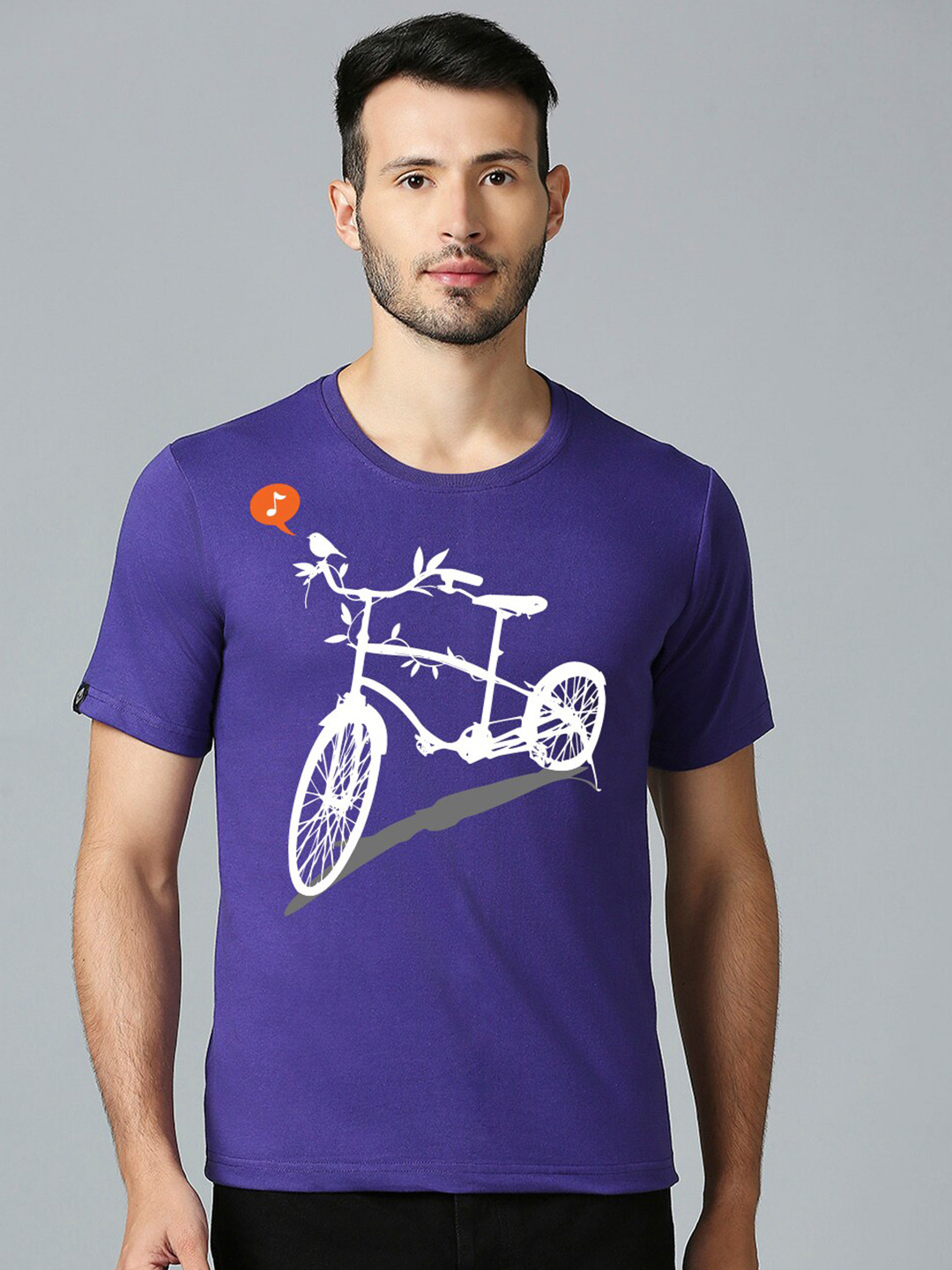 

MOD ECRU Unisex Graphic Printed Round Neck Cotton T-shirt, Purple