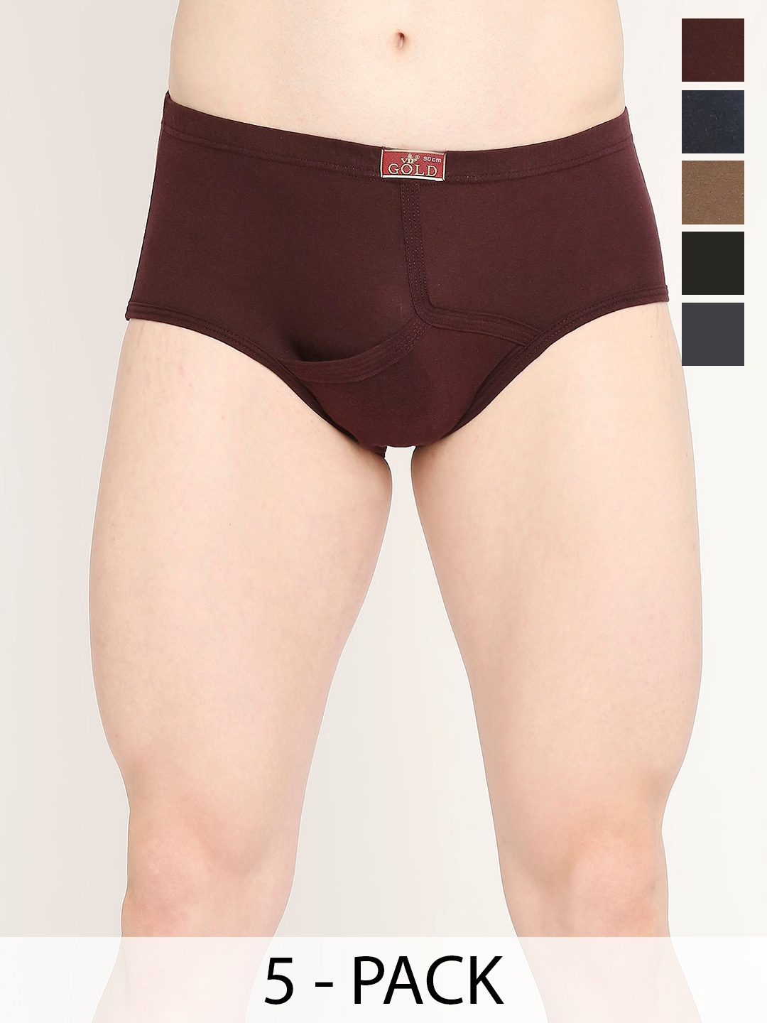 

VIP Men Pack Of 5 Assorted Cotton Basic Briefs VP-MI-BF-GOLDC-10P-110-PO5