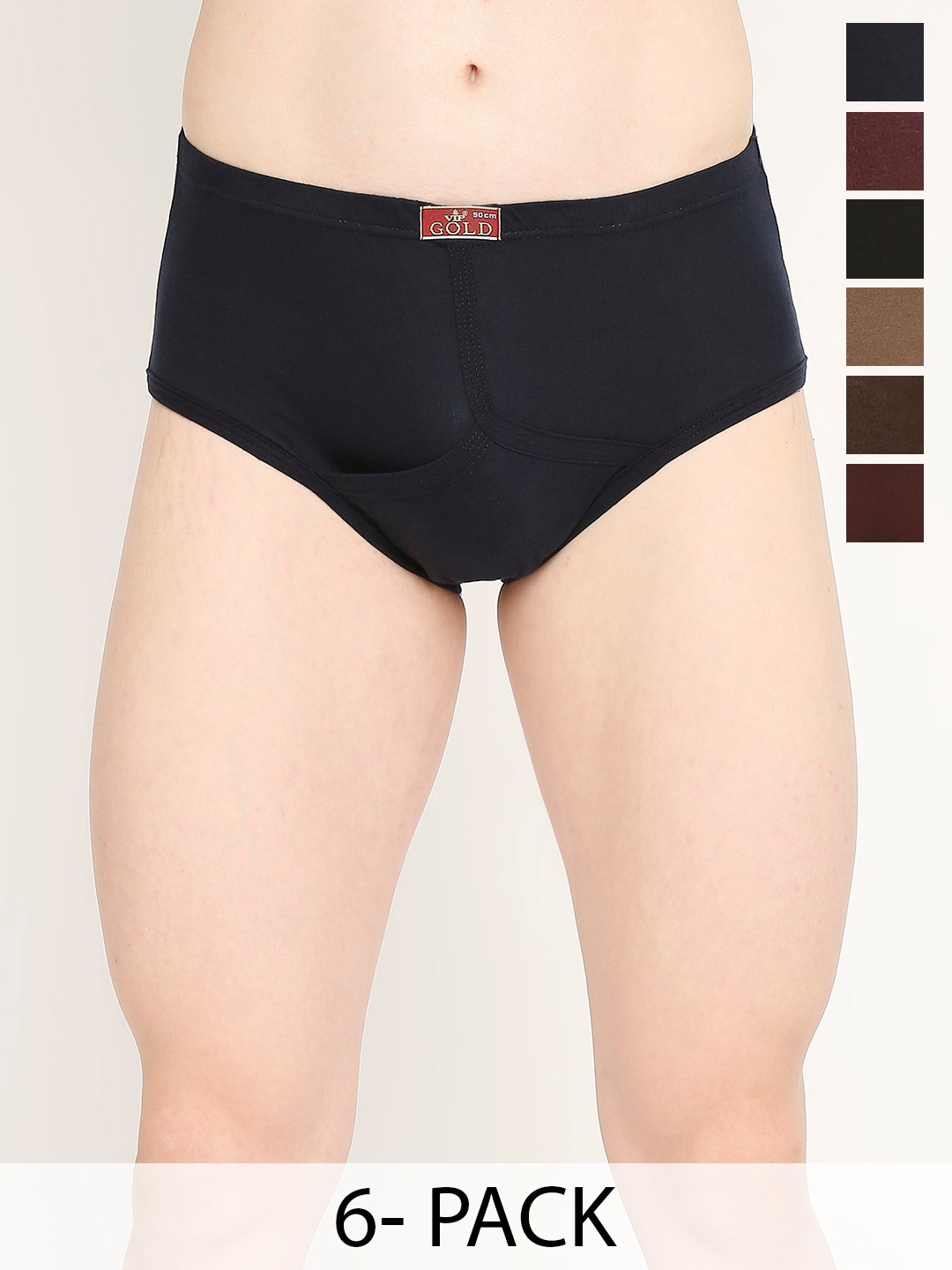 

VIP Pack of 6 Assorted Cotton Basic Briefs VP-MI-BF-GOLDC-10P-110-PO6, Black