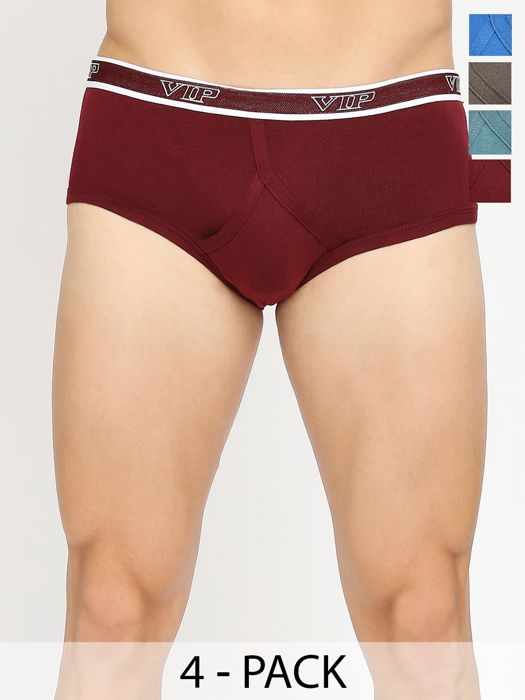 

VIP Men Pack Of 4 Assorted Cotton Basic Briefs VP-MI-BF-SPECT-10P-110-PO4