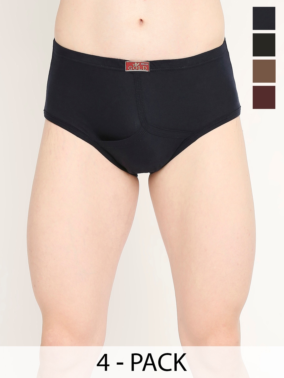 

VIP Men Pack of 4 Assorted Cotton Mid-Rise Briefs VP-MI-BF-GOLDC-10P-110-PO4