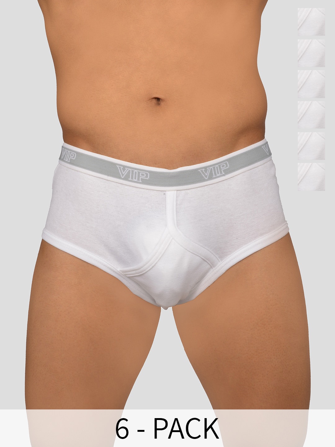 

VIP Signor Pack Of 6 Brand Logo Details Cotton Basic Briefs VP-MI-BF-SIGNR-10P-110-PO6, White