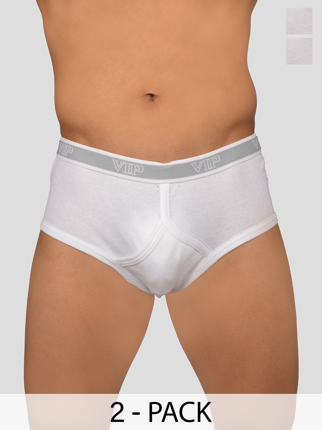 

VIP Signor Pack Of 2 Pure Cotton Basic Briefs VP-MI-BF-SIGNR-10P-110-PO2, White