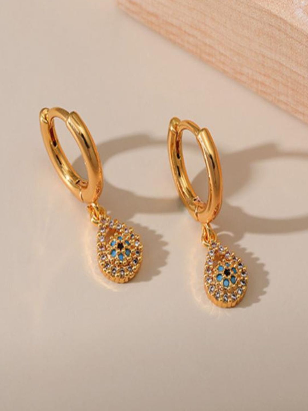 

AQUASTREET 18k Gold-Plated Zircon Contemporary Drop Earrings