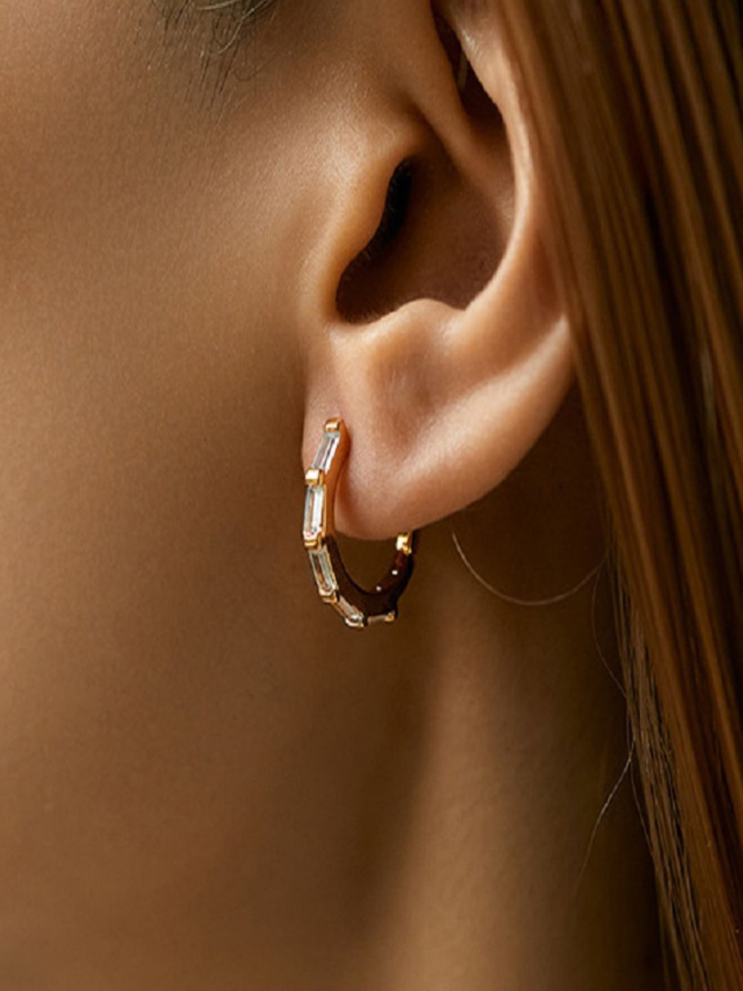 

AQUASTREET 18K Gold Plated Waterproof Anti Tarnish Zircon Huggie Earrings