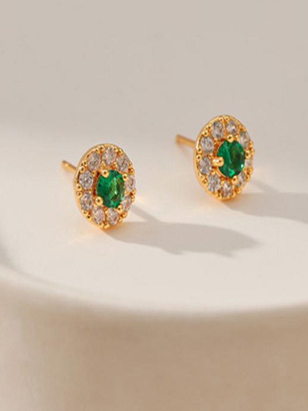 

AQUASTREET 18K Gold Plated Waterproof Anti Tarnish Zircon Stud Earrings