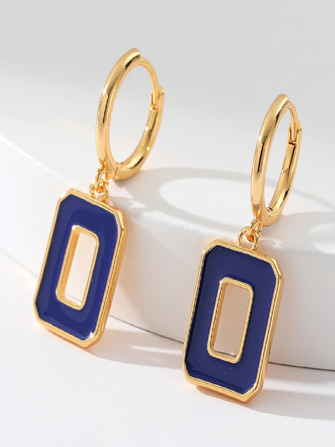 

AQUASTREET 18K Gold Plated Waterproof Anti Tarnish Square Drop Earrings, Blue