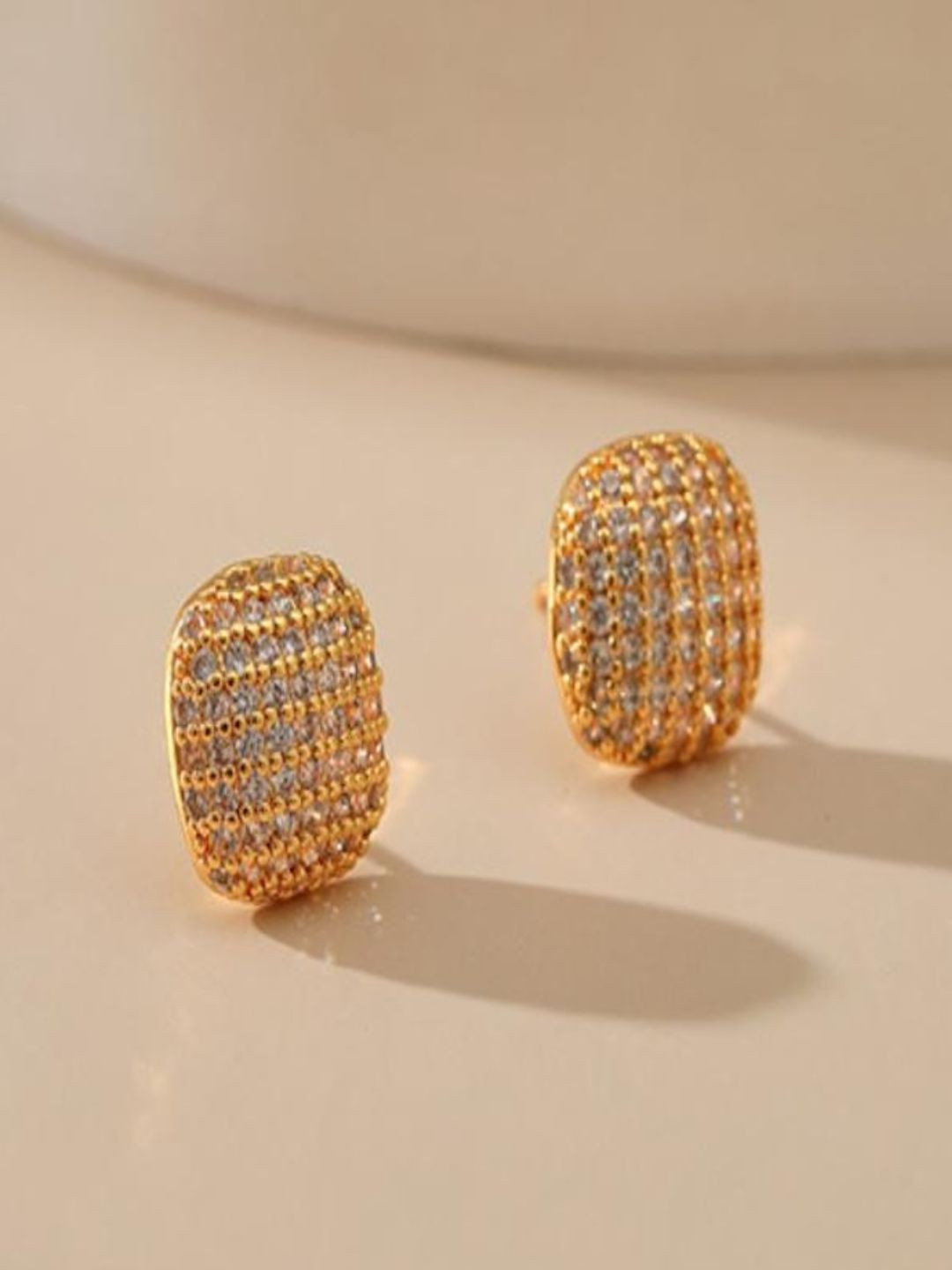 

AQUASTREET 18K Gold Plated Waterproof Anti Tarnish Square Stud with Zircon Stones Earrings