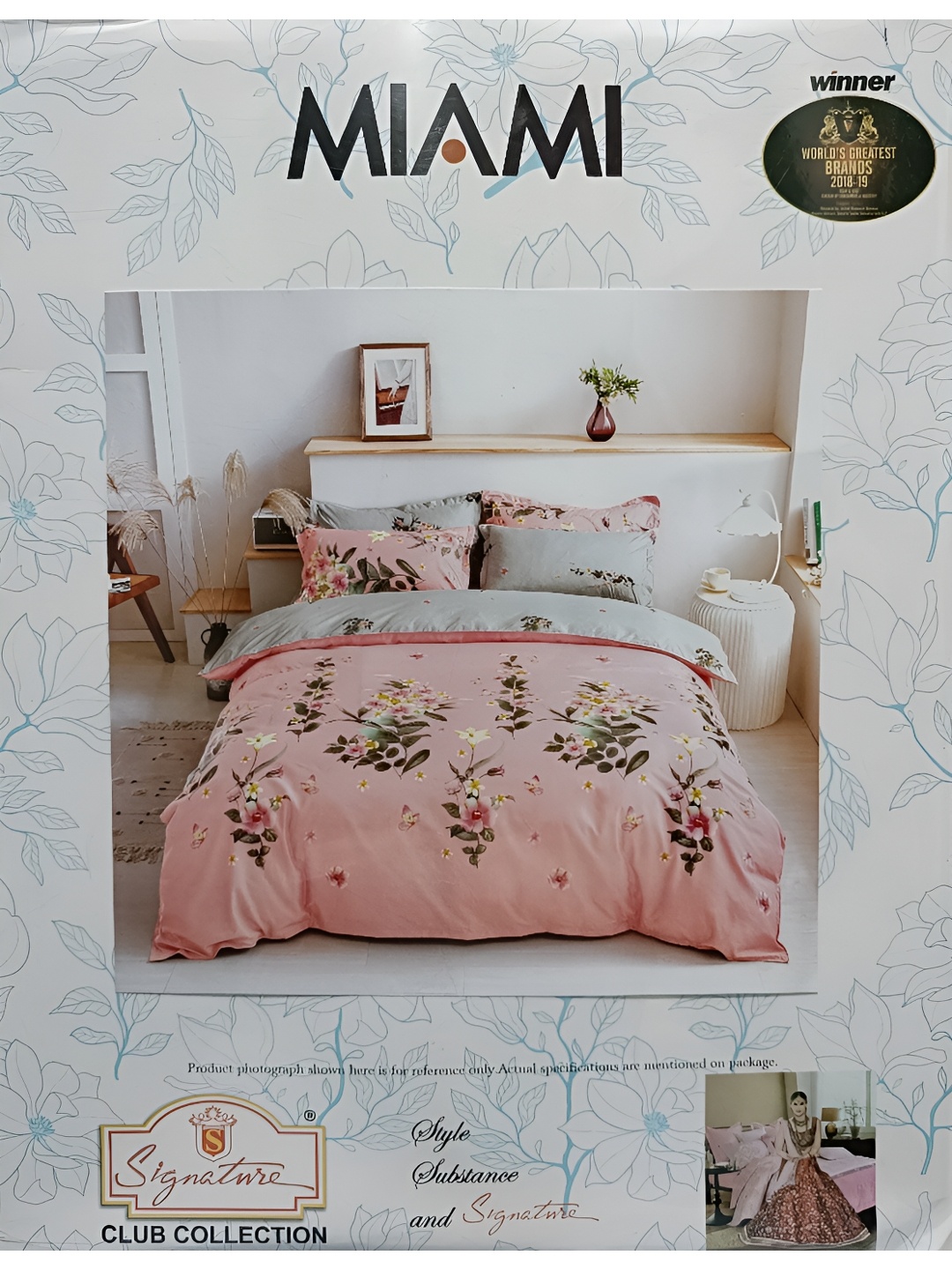 

Signature Pink & Green Floral 144 TC Flat King Bedsheet with 2 Pillow Covers