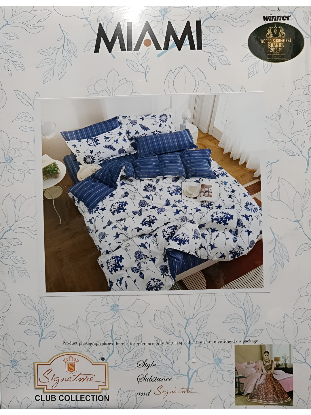 

Signature White & Blue Floral 144 TC King Bedsheet With 2 Pillow Covers