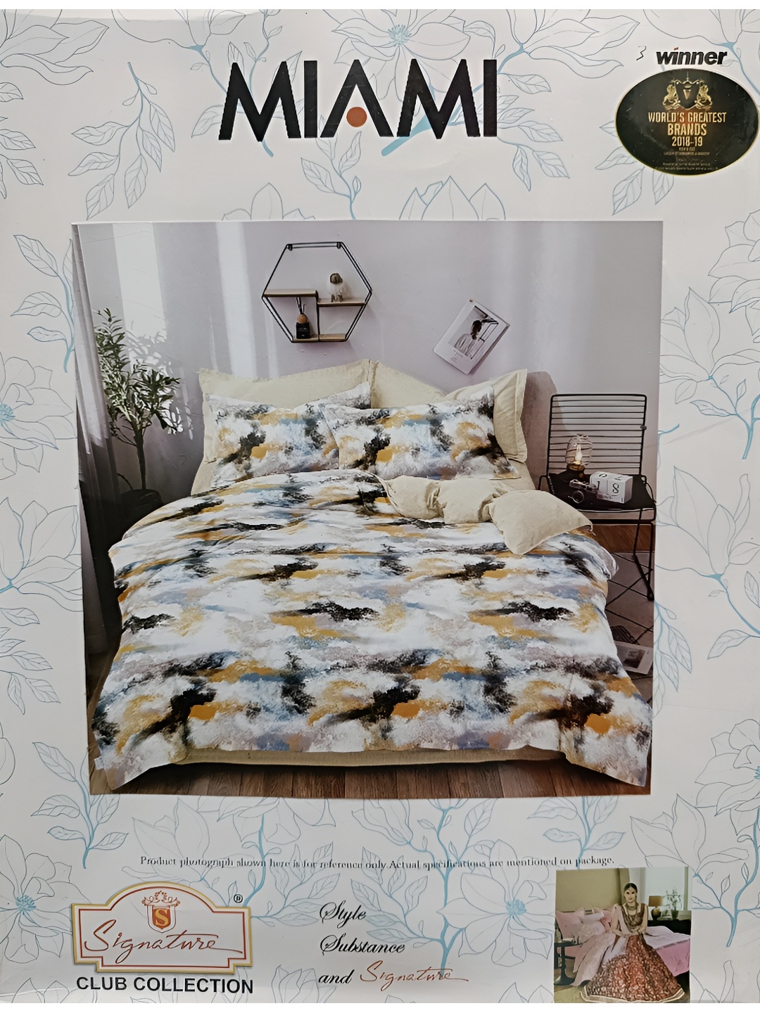 

Signature Club White Abstract 144 TC Flat Double King Bedsheet with 2 Pillow Covers