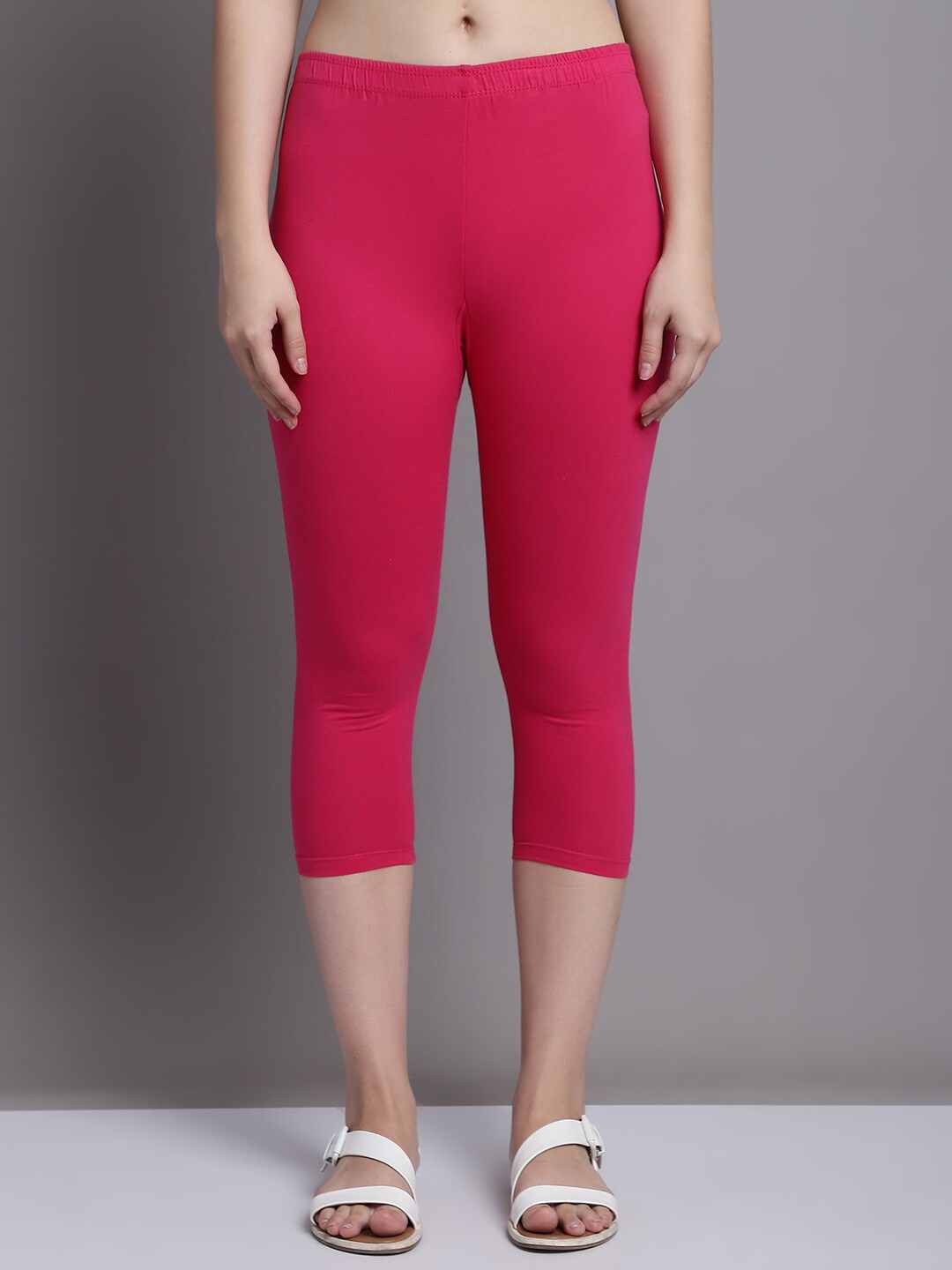 

GRACIT Women Skinny Fit Mid-Rise Capris, Pink