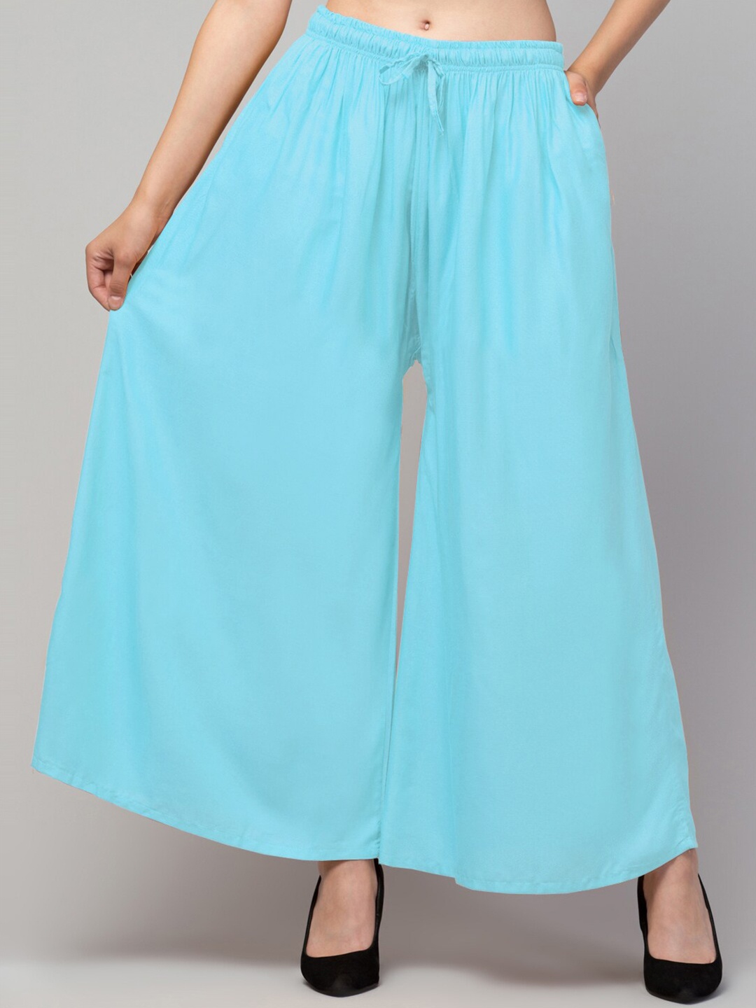 

Trend Level Mid Rise Flared Palazzos, Turquoise blue