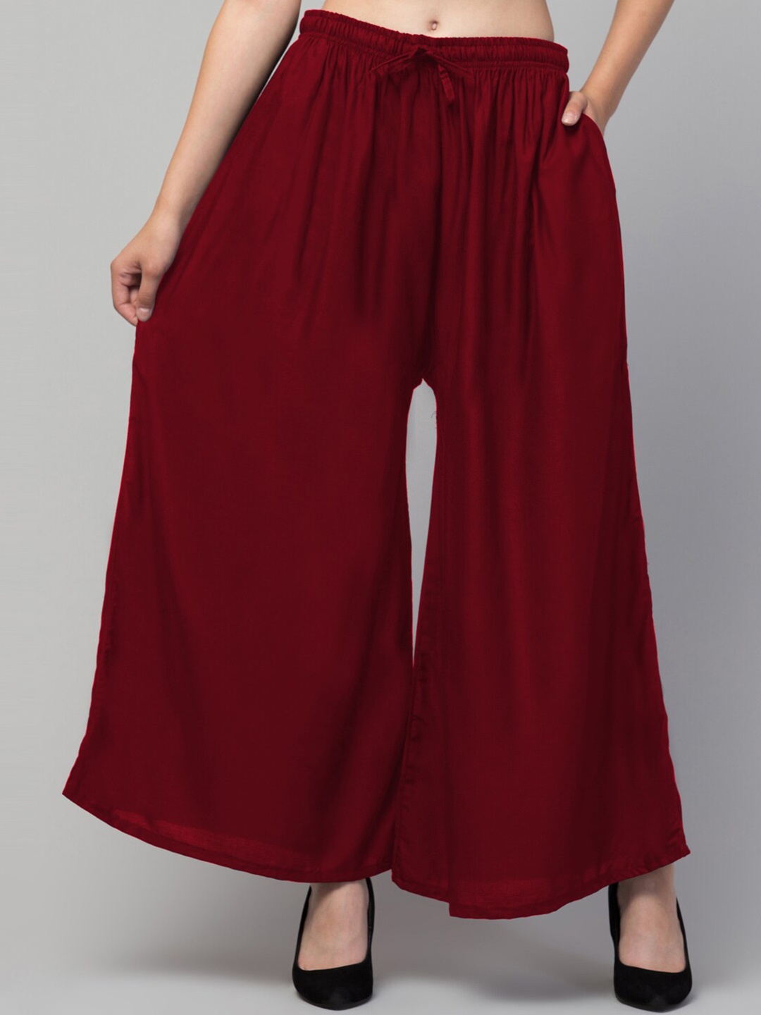 

Trend Level Mid Rise Flared Palazzos, Maroon