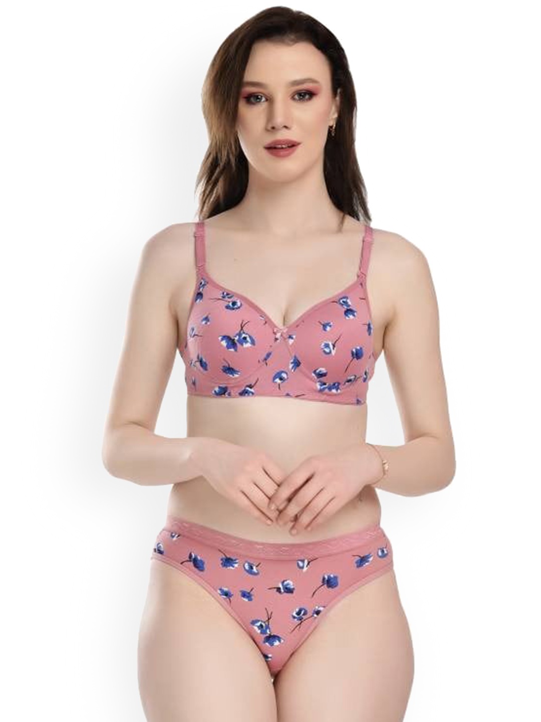 

PIBU Printed Cotton Lingerie Set, Pink