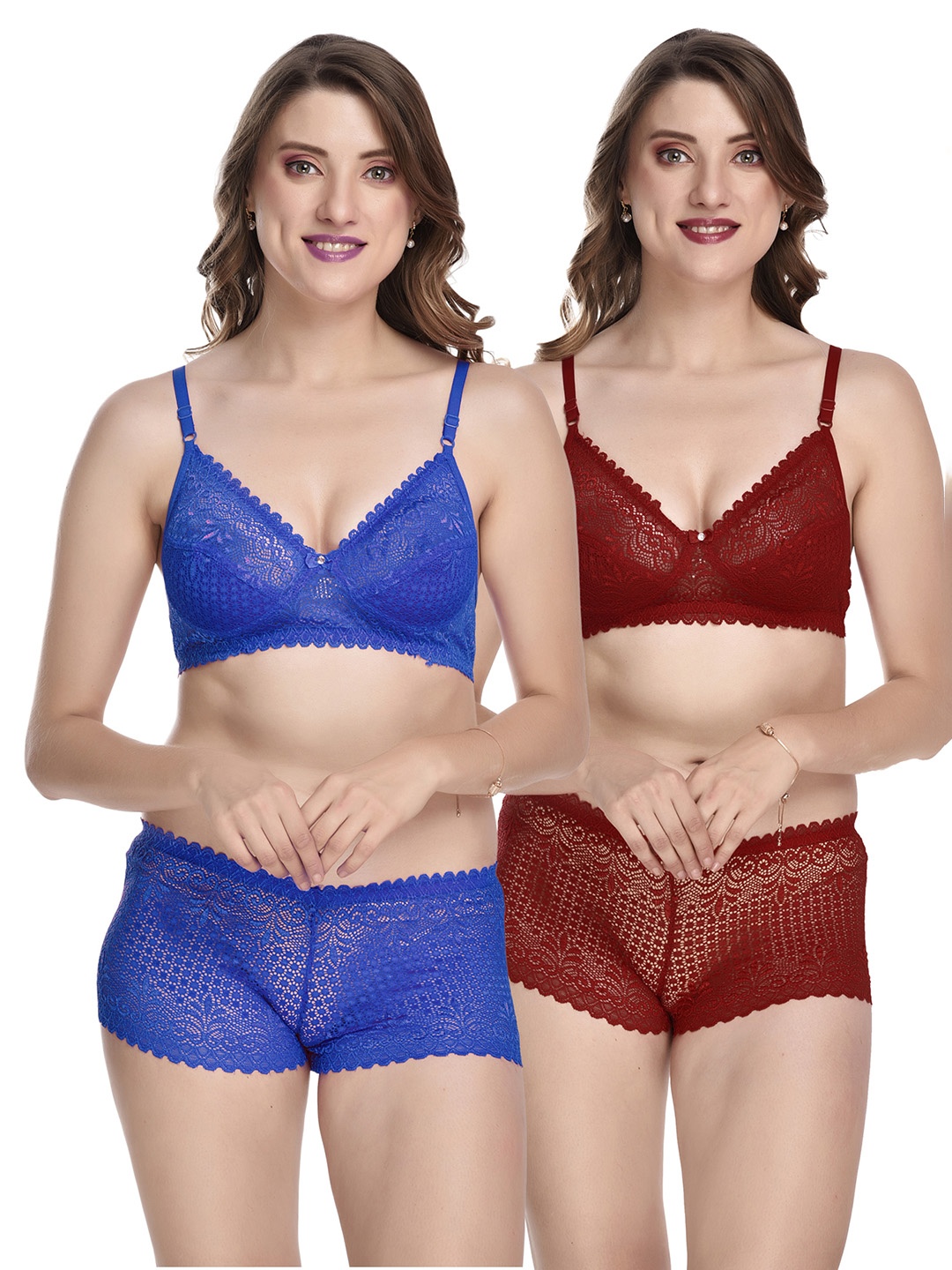 

PIBU Pack Of 2 Self Design Cotton Lingerie Set- PI_Net Set2, Blue