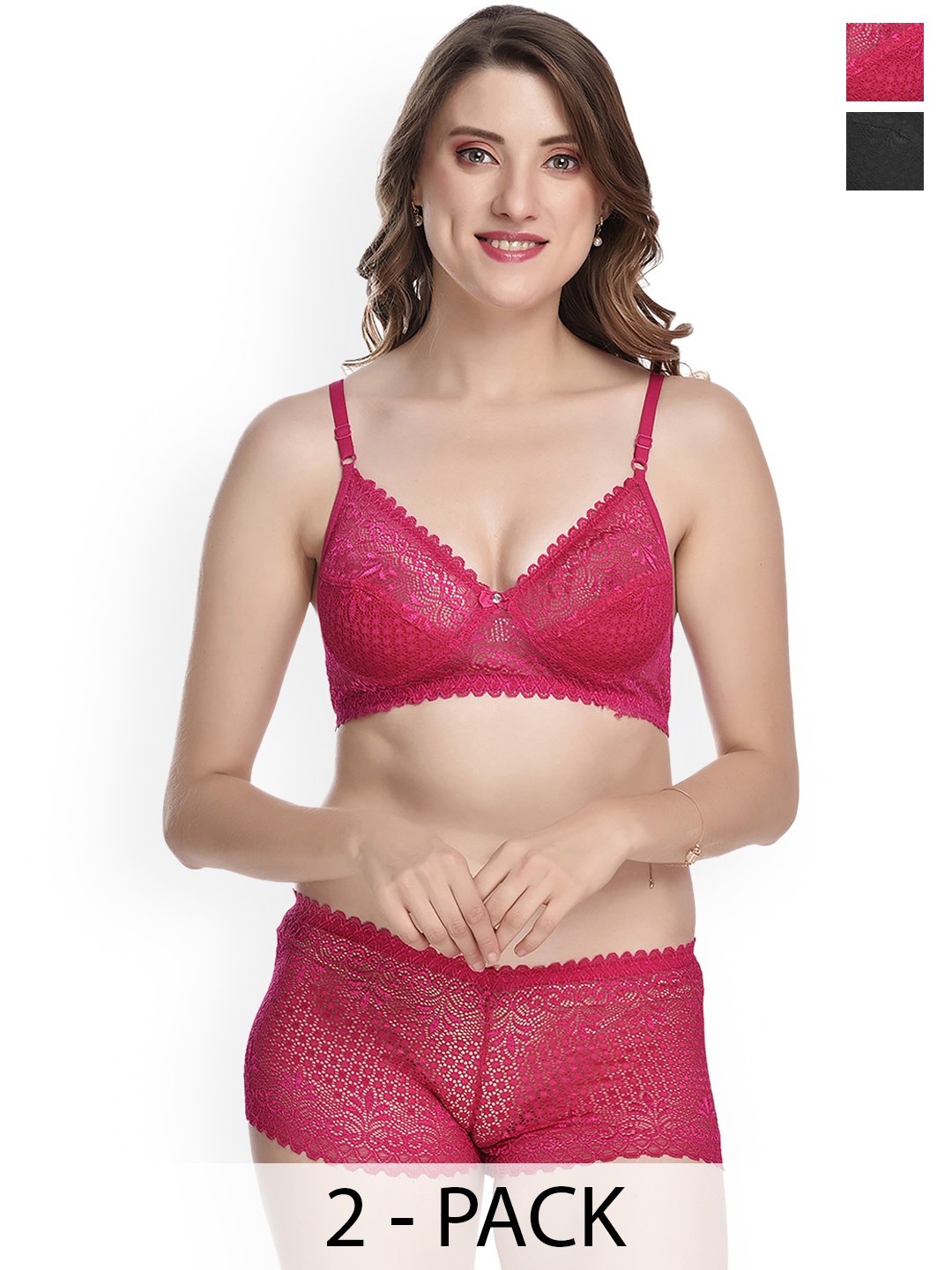 

Aamarsh Pack Of 2 Self-Designed Cotton Lingerie Set Aa_QC_Nikkar Set2, Pink