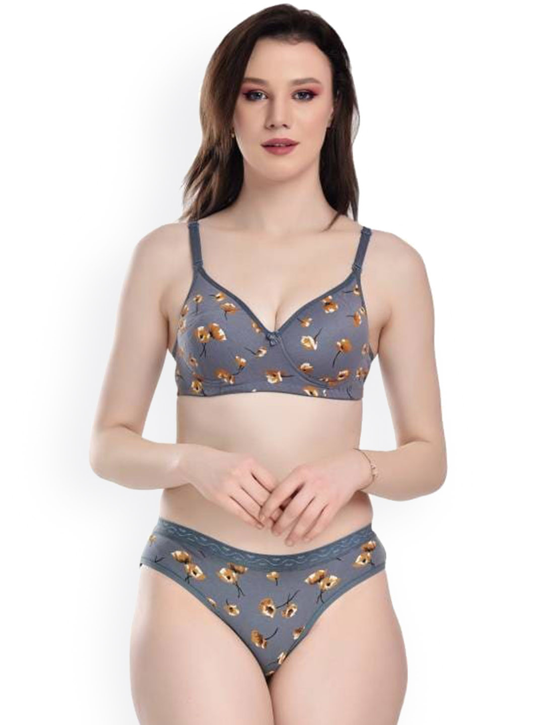 

Aamarsh Floral Printed Cotton Lingerie Set, Blue