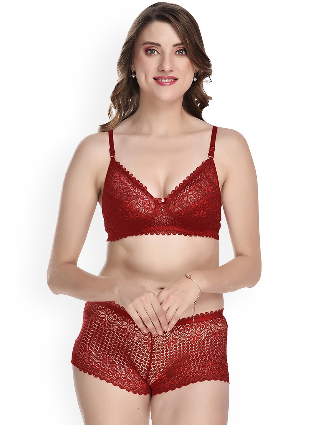 

Aamarsh Self Design Cotton Lingerie Set, Maroon