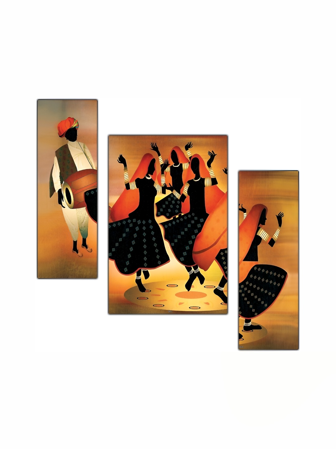 

PnF Black & Orange 3 Pieces Wooden Painting Wall Art