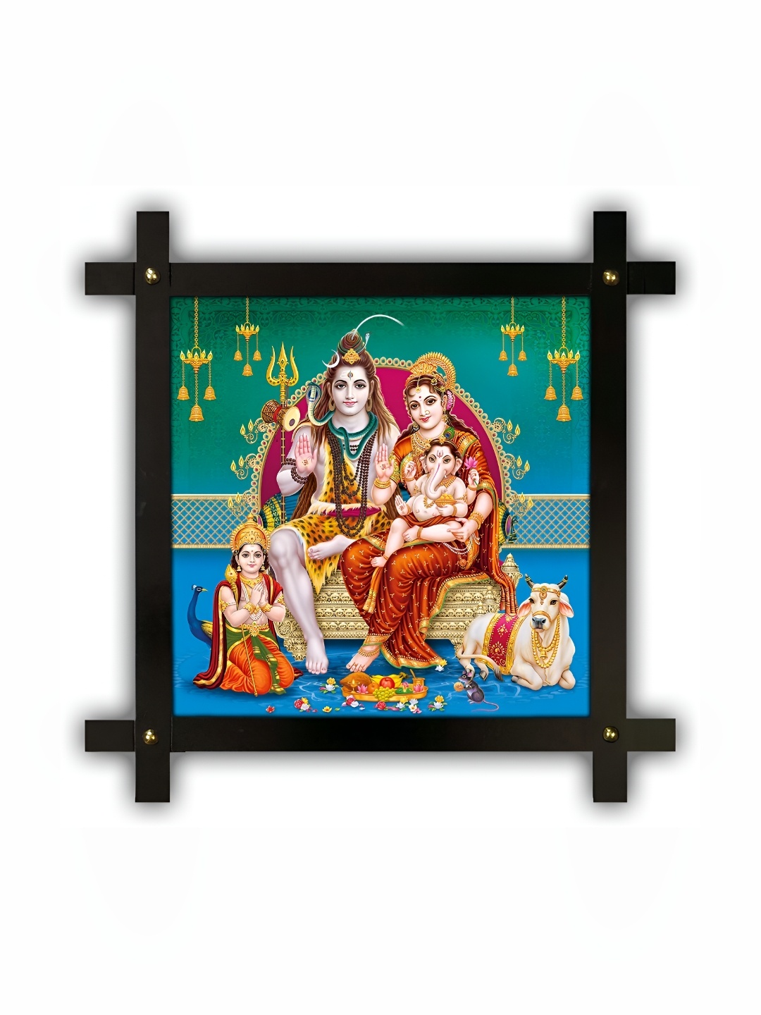 PnF Blue & Green Wooden Religious Wall Painting