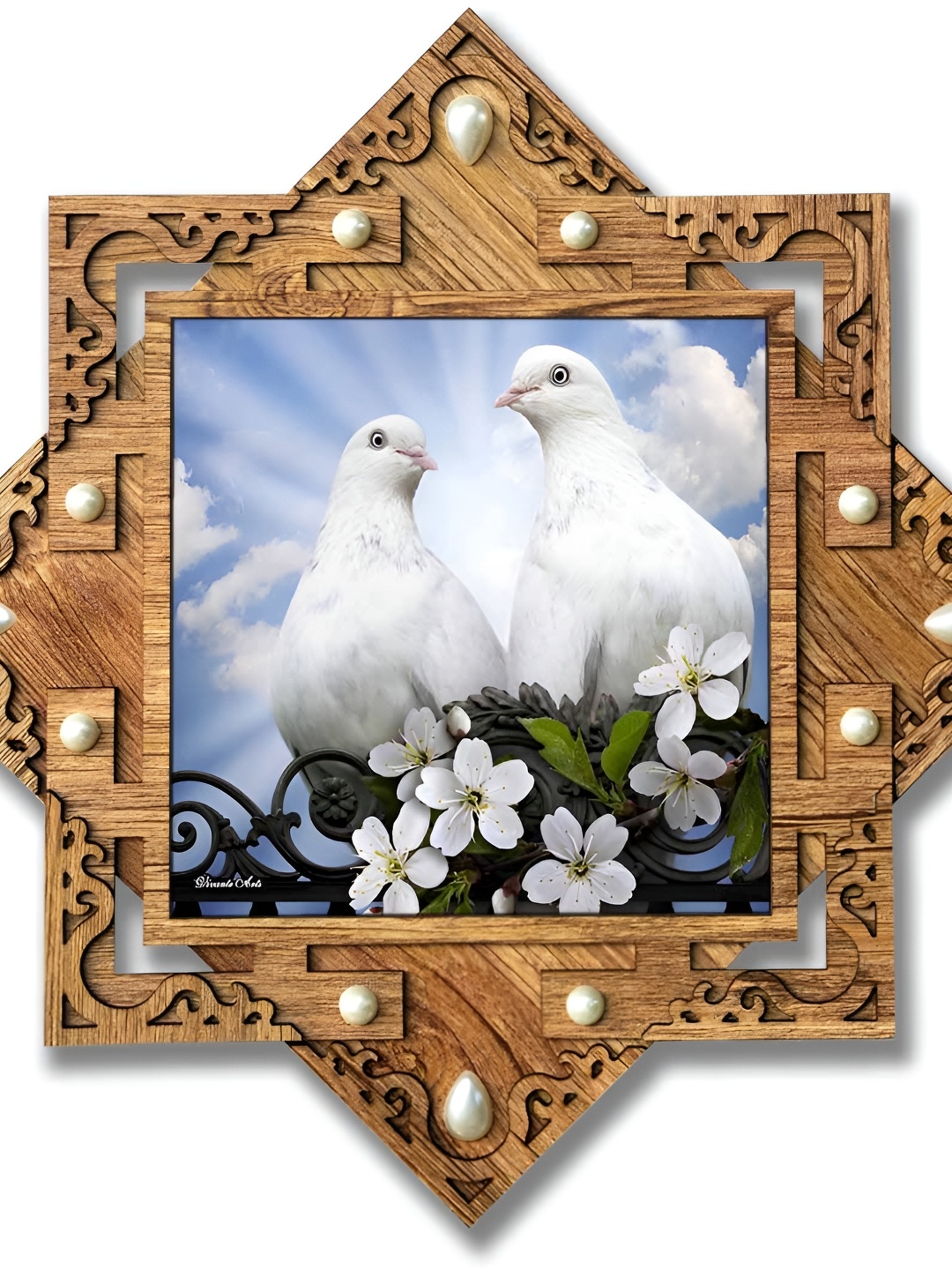 

PnF Brown & White Wooden Birds Wall Painting