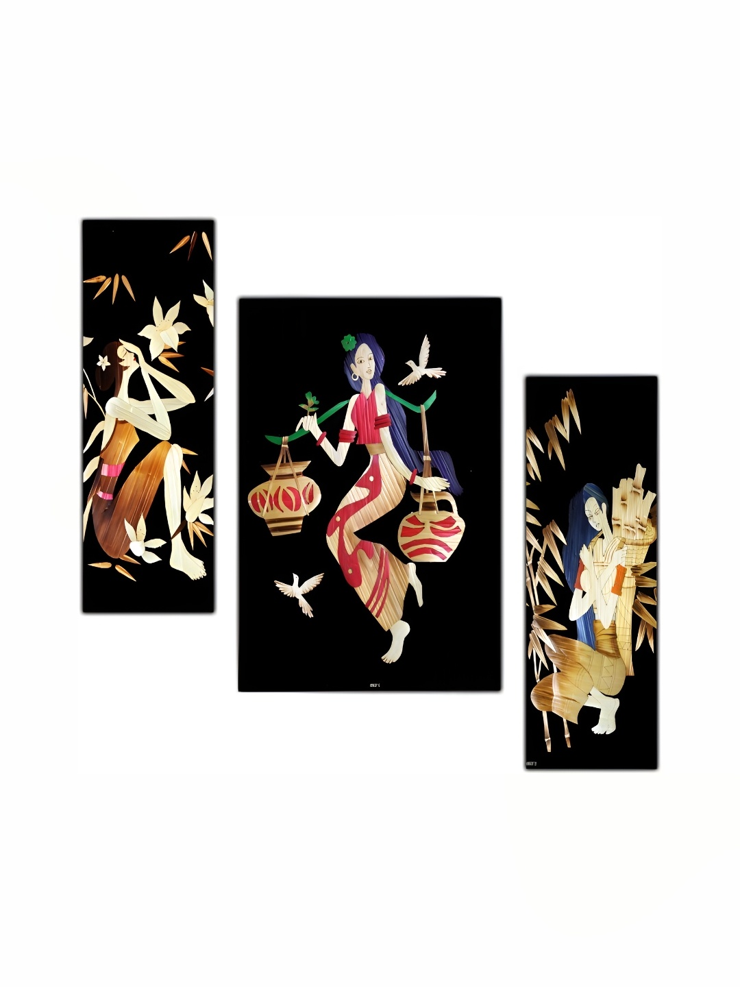 

PnF Black & Red 3 Pieces Wooden Painting Wall Art