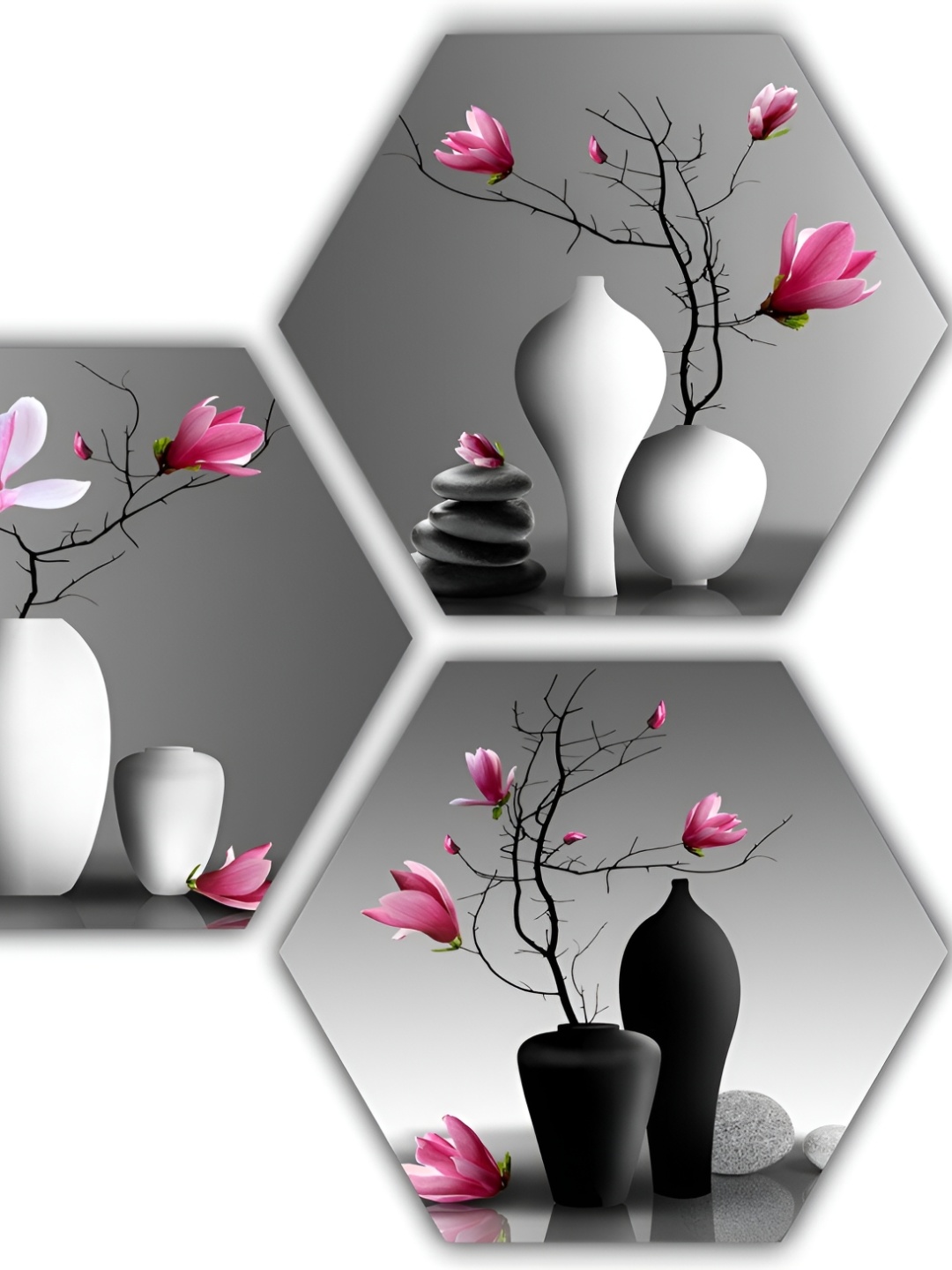 

PnF Black & Pink 3 Piece Synthetic Wooden Floral and Botanical Wall Paintings