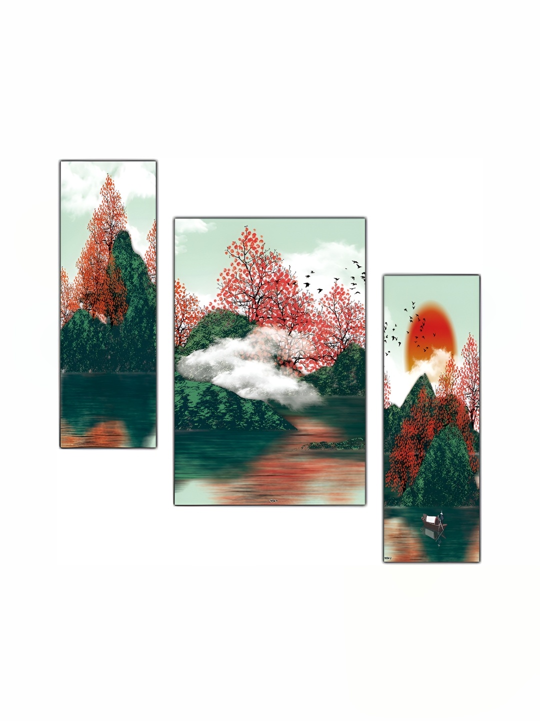 

PnF Green & Orange 3 Piece Wooden Floral and Botanical Wall Art