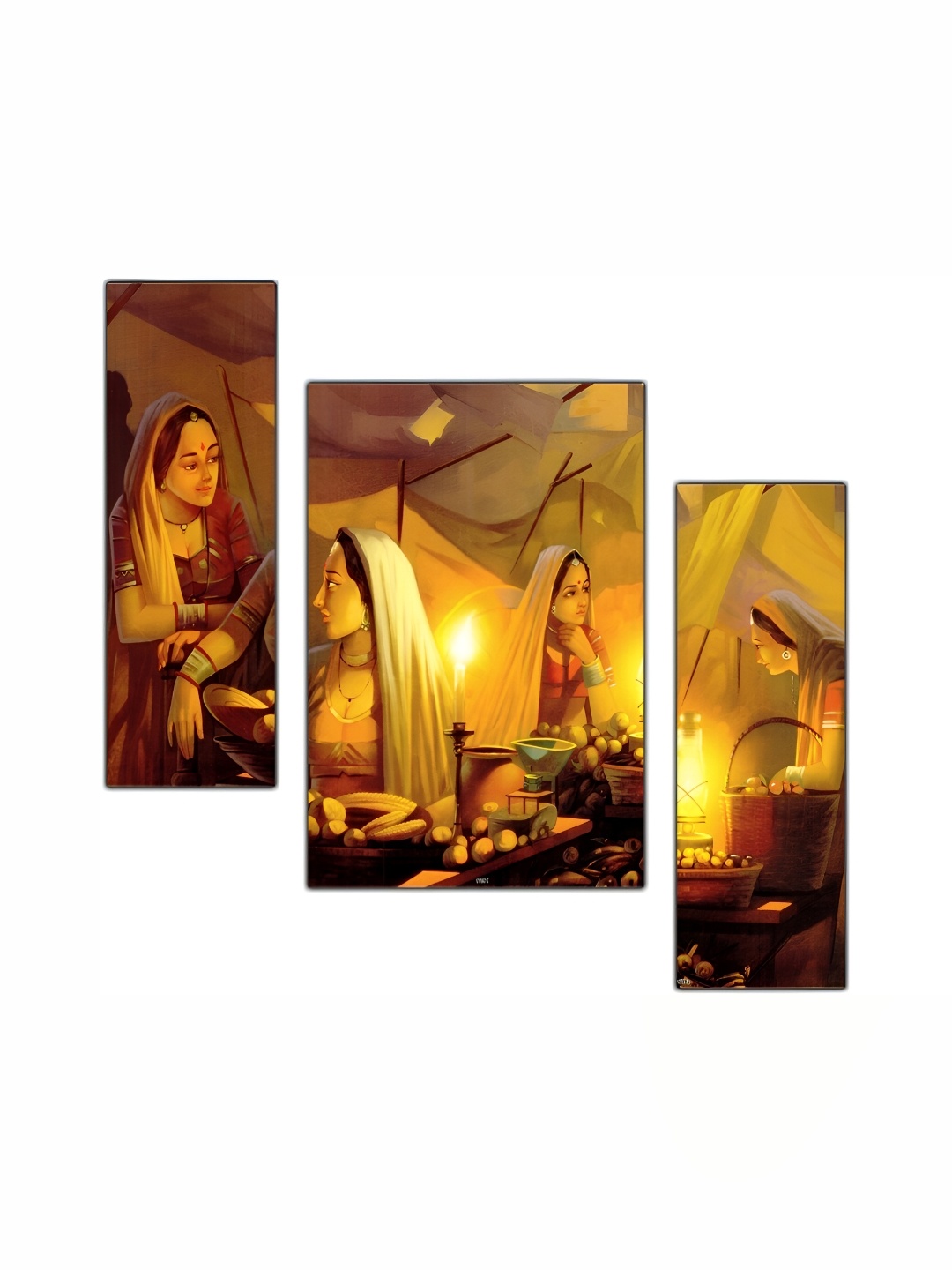 

PnF Brown & Yellow 3 Pieces Wooden Painting Wall Art