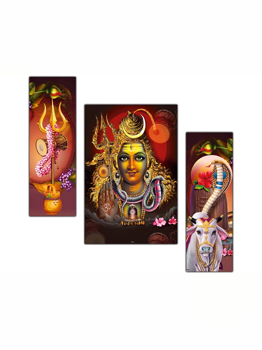 

PnF Mauve & Yellow 3 Pieces Wood Religious Painting Wall Art