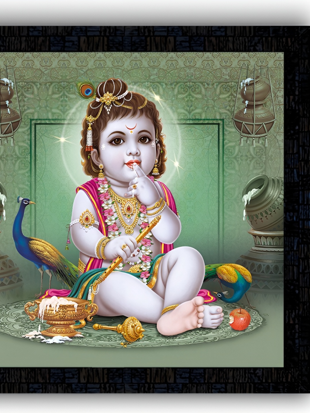 PnF Black & Green Paper Religious Wall Painting