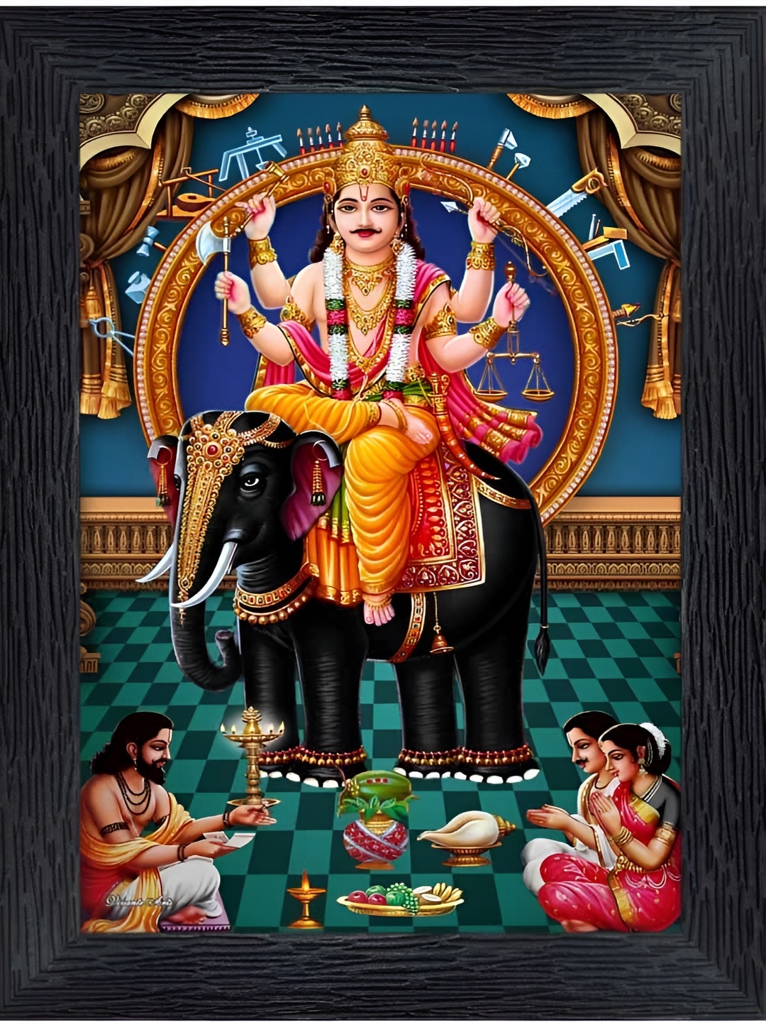 

PnF Black & Green Wooden Religious Painting Wall Art