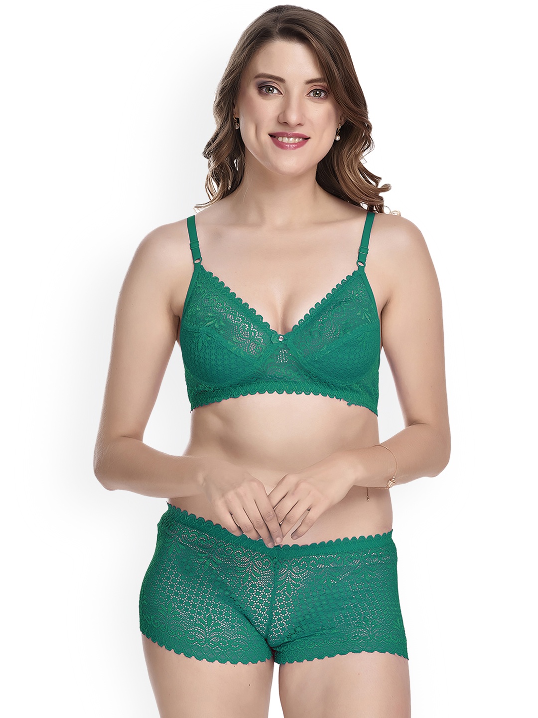 

Aamarsh Self-Design Non Padded Cotton Lingerie Set, Green