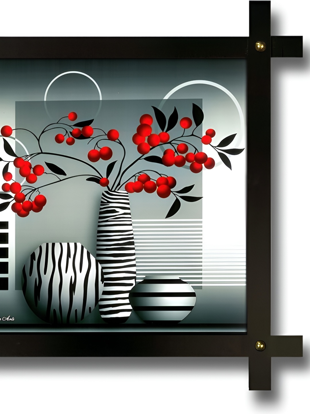 

PnF Black & Green Wooden Floral Wall Painting