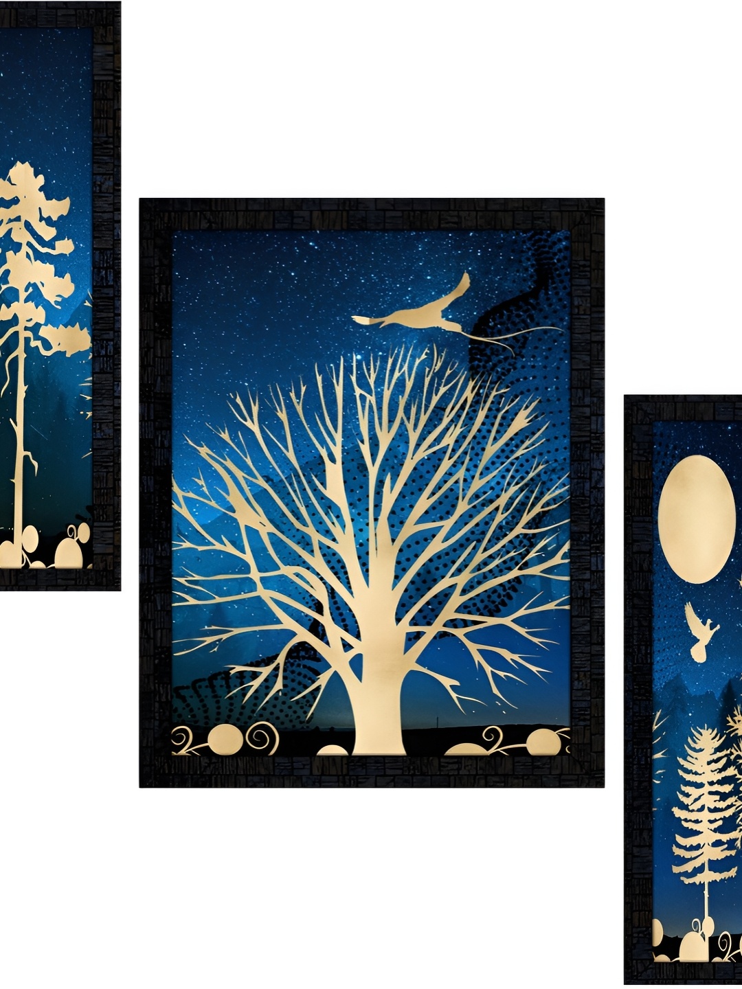 

PnF Charcoal & Blue 3 Pieces Wooden Floral and Botanical Wall Art