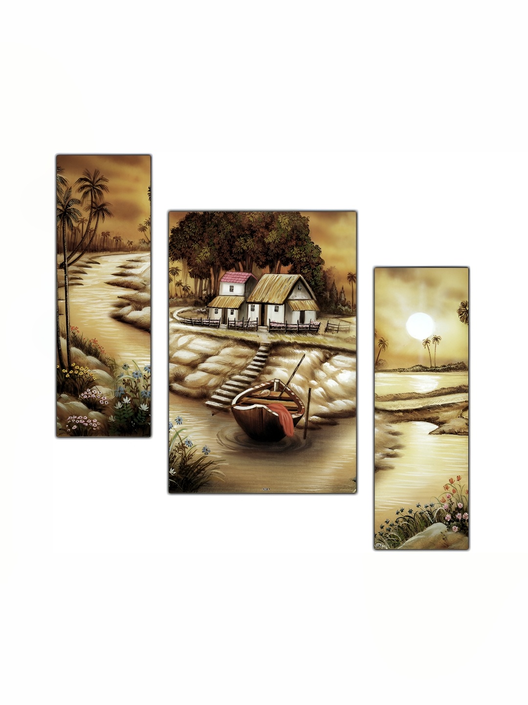 

PnF Beige & White 3 Pieces Wooden Wall Arts