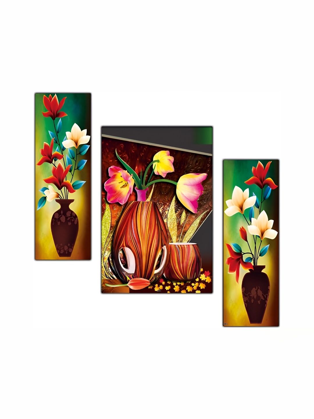 

PnF Green & Red 3 Piece Wooden Floral and Botanical Wall Arts