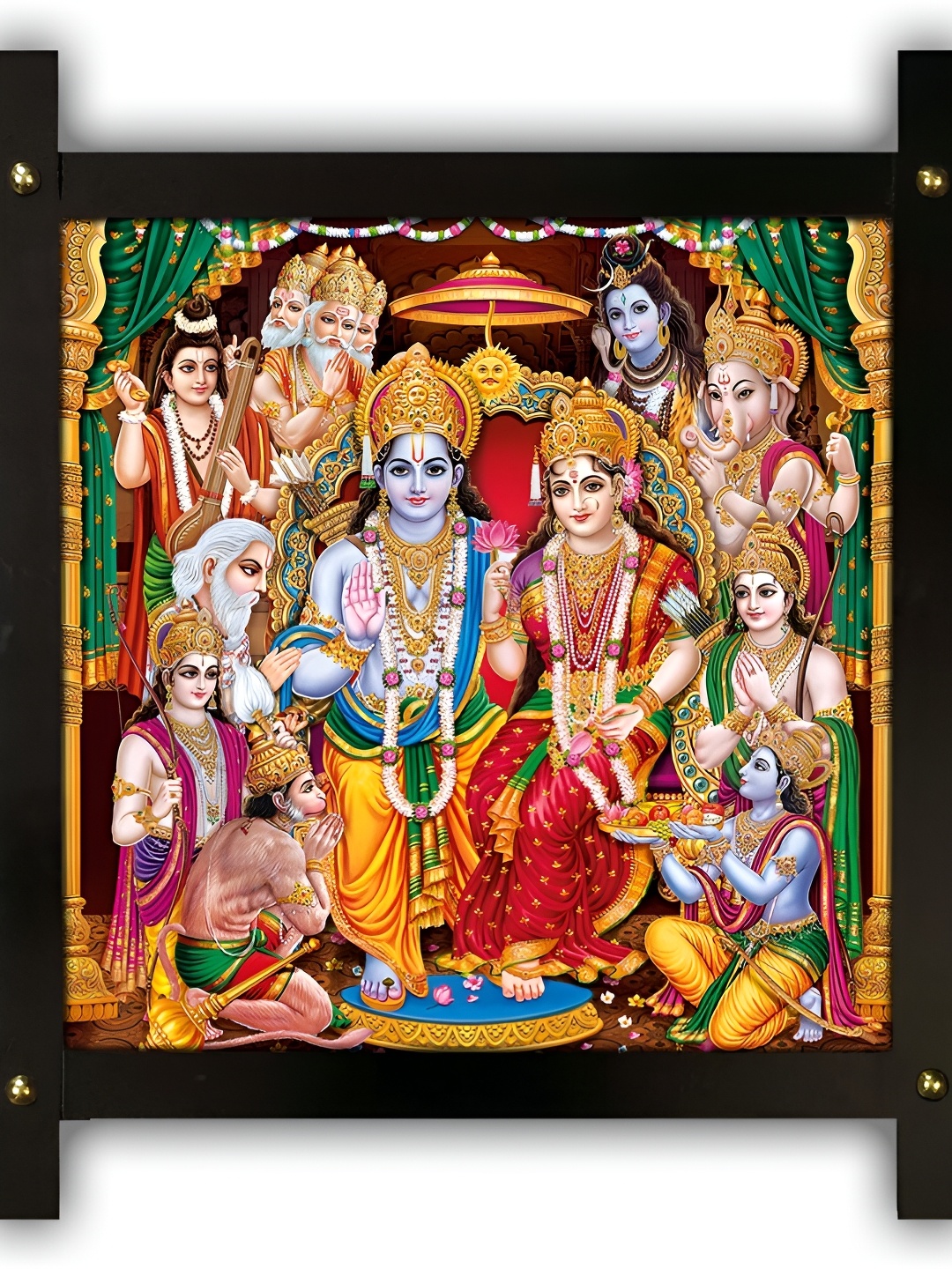 

PnF Brown & Blue Lord Shri Ram Religious Wooden Painting Wall Art