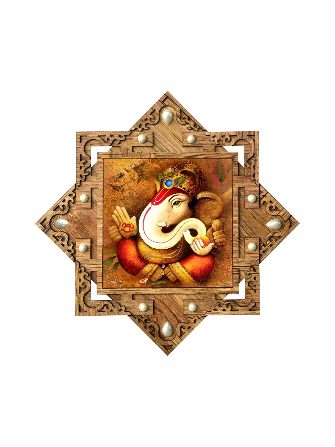 

PnF Brown & Cream Coloured Wooden Religious Wall Painting