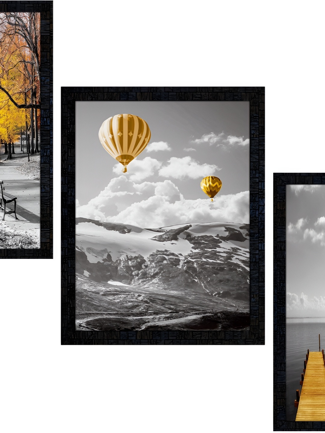 

PnF Charcoal & Yellow 3 Pieces Wooden Wall Arts