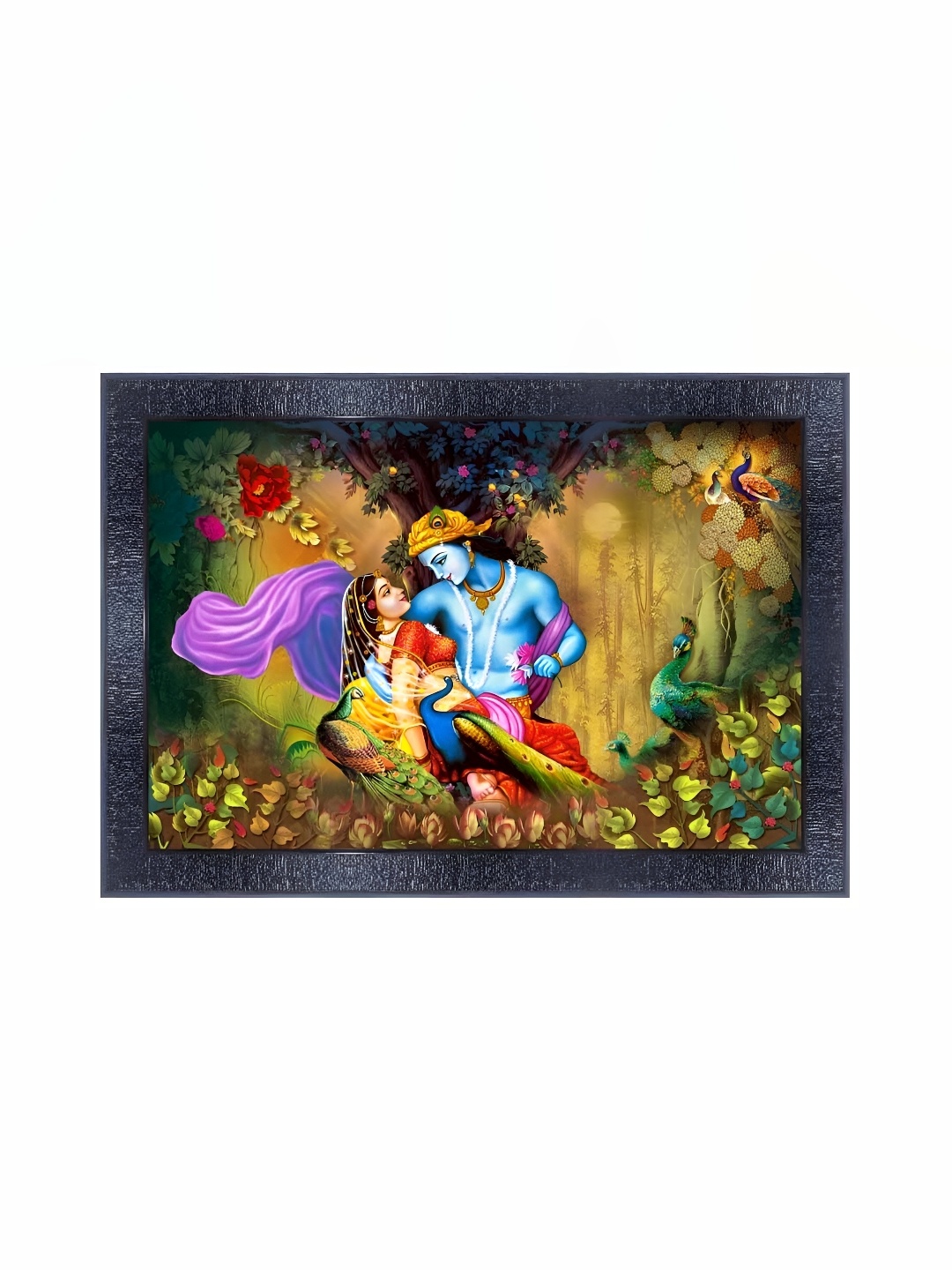 

PnF Black & Green Radha Krishna Religious Wooden Painting Wall Art